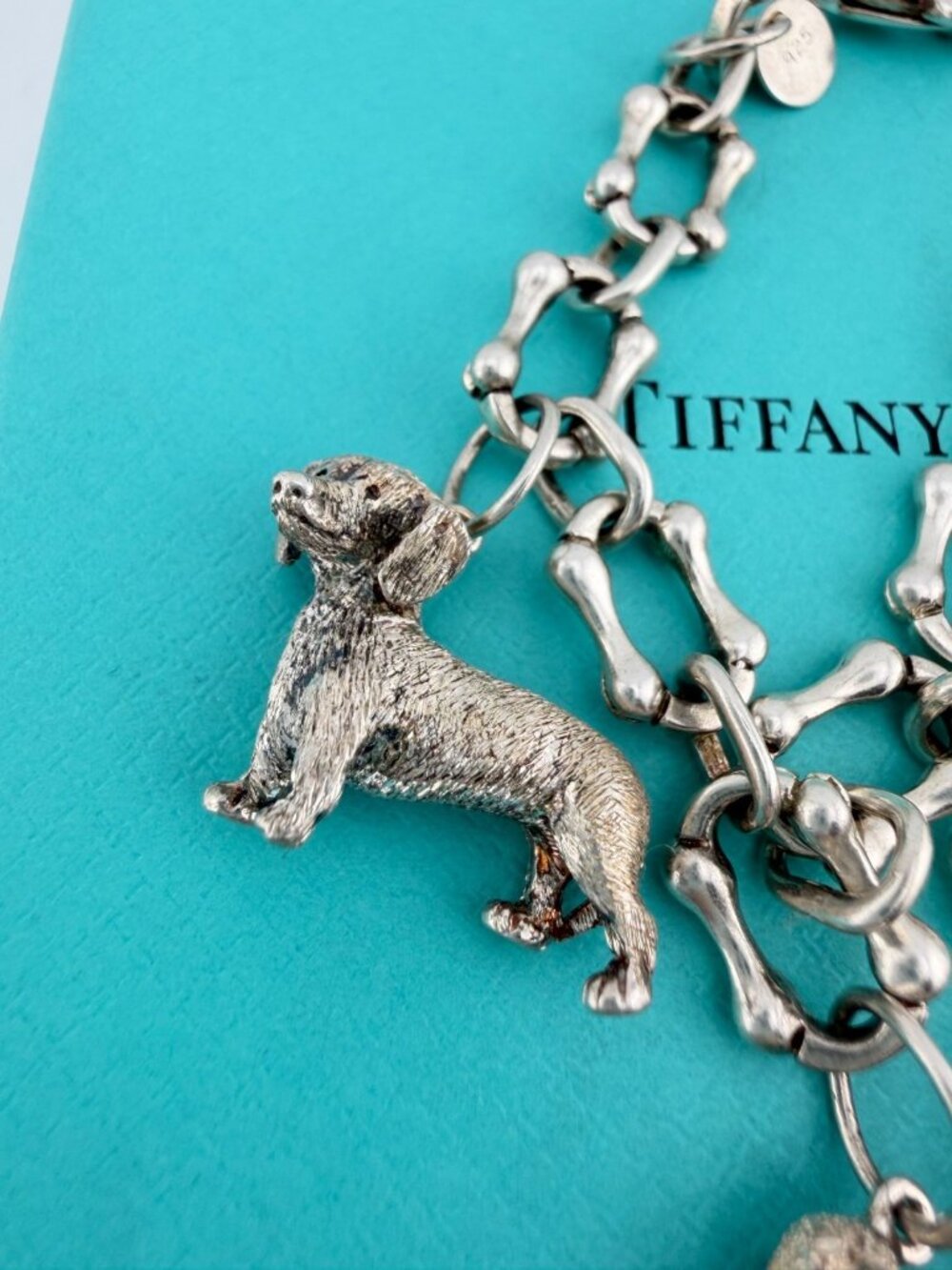 Vintage Tiffany & Co. 5 Dogs Charm Bracelet Sterling Silver Bone Links 7.5in 51g - Picture 7 of 7